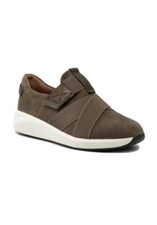 Image of CLARKS LADIES DARK OLIVE SUEDE LEATHER  TRAINERS UN RIO STRAP UK SIZE 3 D /35.5