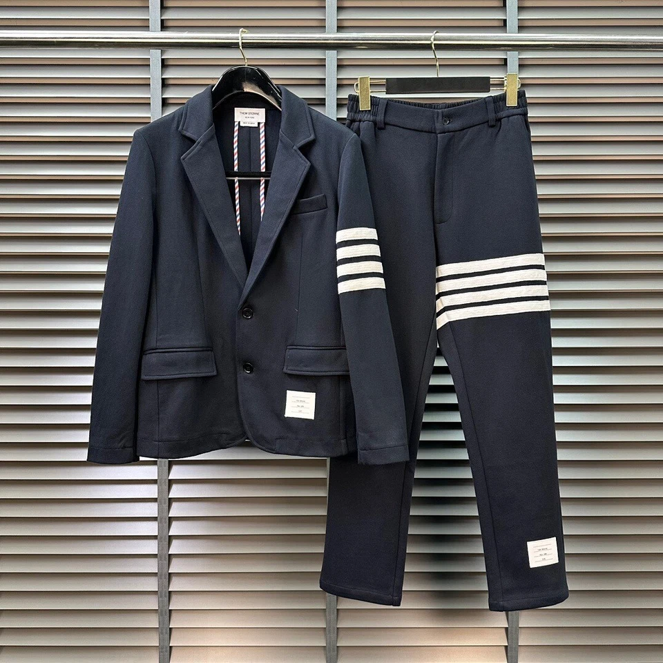 Мужской/женский повседневный костюм Thom Browne с круглым вырезом и длинными рукавами и четырьмя полосками - Изображение 3 из 4