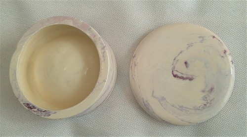 Caja de baratija redonda de cerámica pintada a mano vintage púrpura lavanda mármol 3,5 pulgadas - Imagen 6 de 11