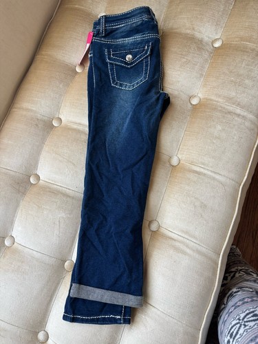 NEW XHILARATION GIRLS BLUE DENIM SKINNY CROP PANTS SZ 12 - Picture 3 of 8