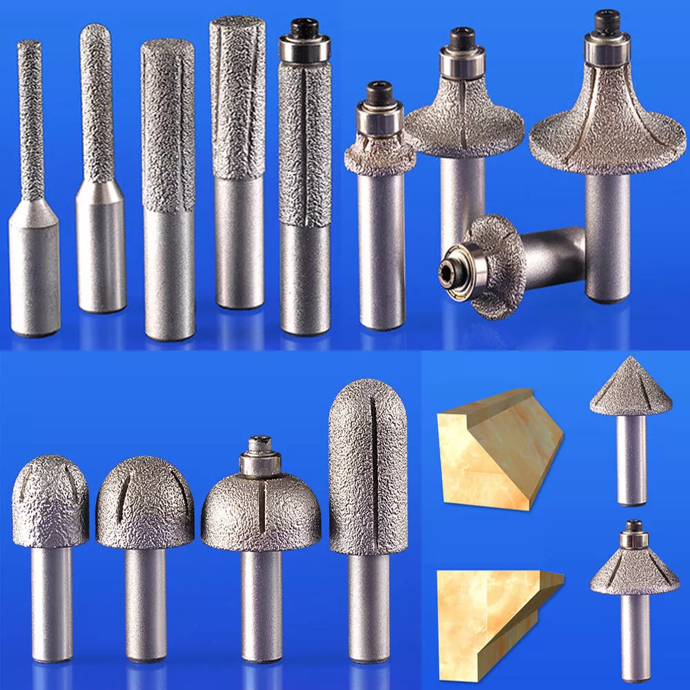 Vacuum Brazed Diamond Router Bits Rotary Grinding Cutter Stone