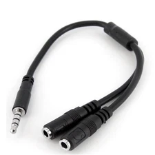 3.5mm Stereo Audio Male to 2 Female Headset Mic TRRS Y Splitter Cable Adapter 
