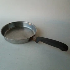 Saute Pan Stainless Round Frying Omelette Skillet Black Handle 11.75-Inch Long