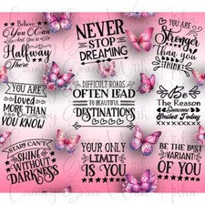 20oz Skinny Tumbler Sublimation Transfer Never Stop Dreaming Ready To Press