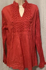 NWT GREATER GOOD 100% COTTON RED BEADED KRINKLE TOP, XL. SO FUN!!!            BC
