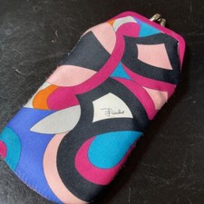 Emilio Pucci Pouch Clasp Glasses Case Pink Black Blue