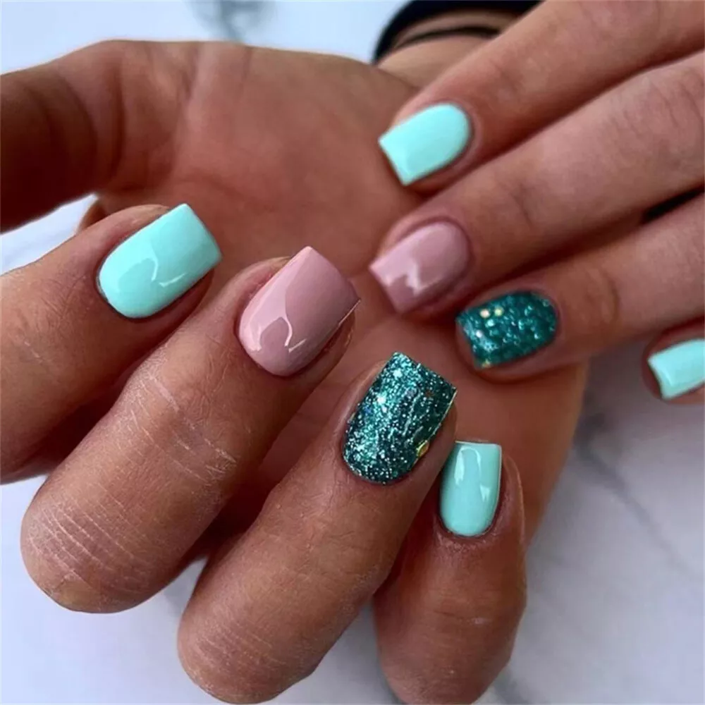 spring acrylic nails square