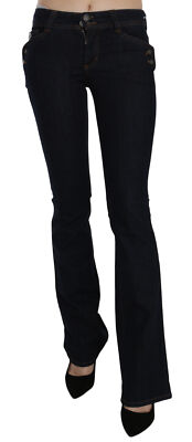 GALLIANO Jeans Cotton Blue Mid Waist Flared Denim Casual Pants s. W26 RRP $500