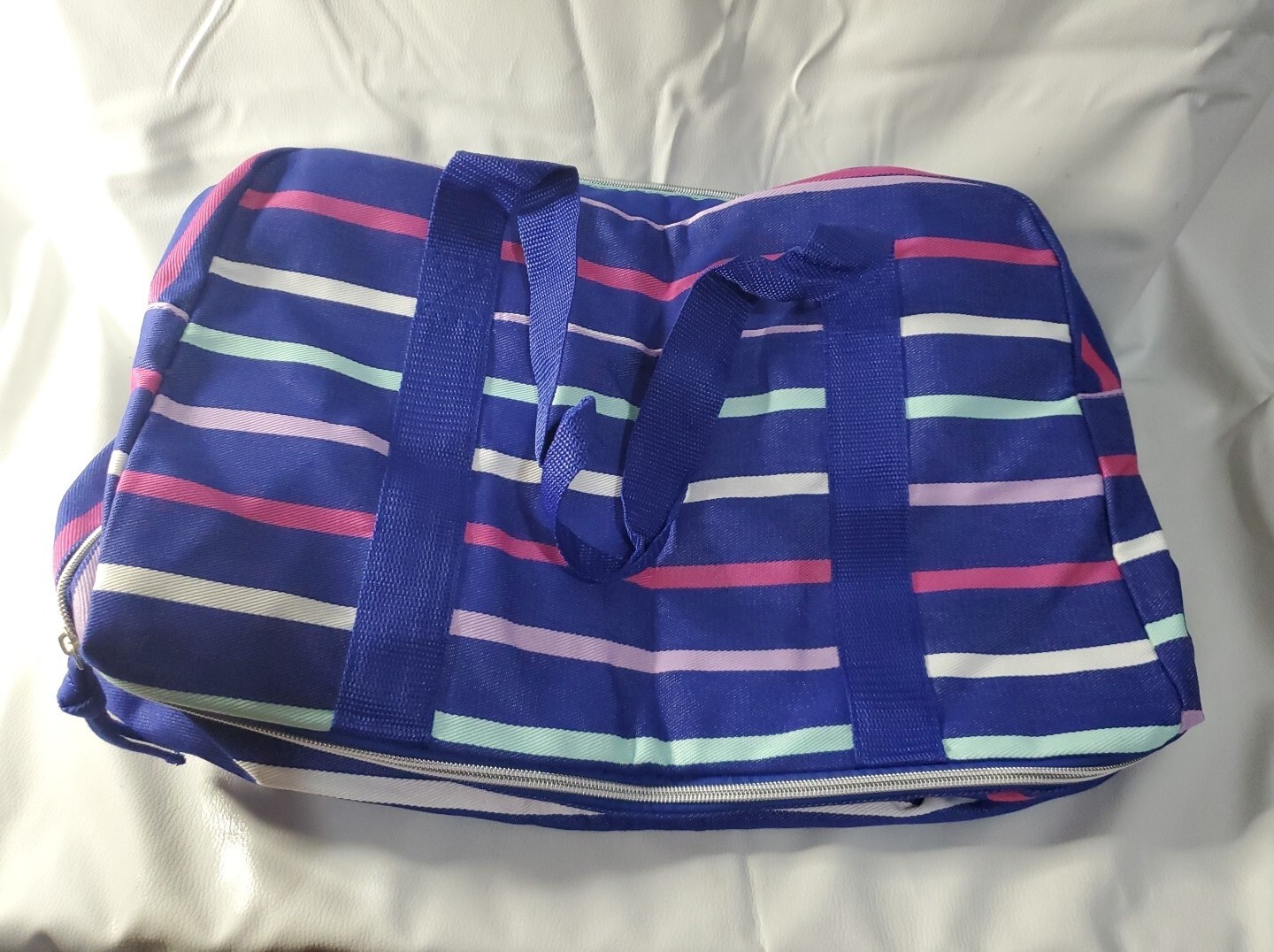 NEW Woman Within Weekender Bag, Travel, Overnight, Carry On, Indigo Multi Stripe
