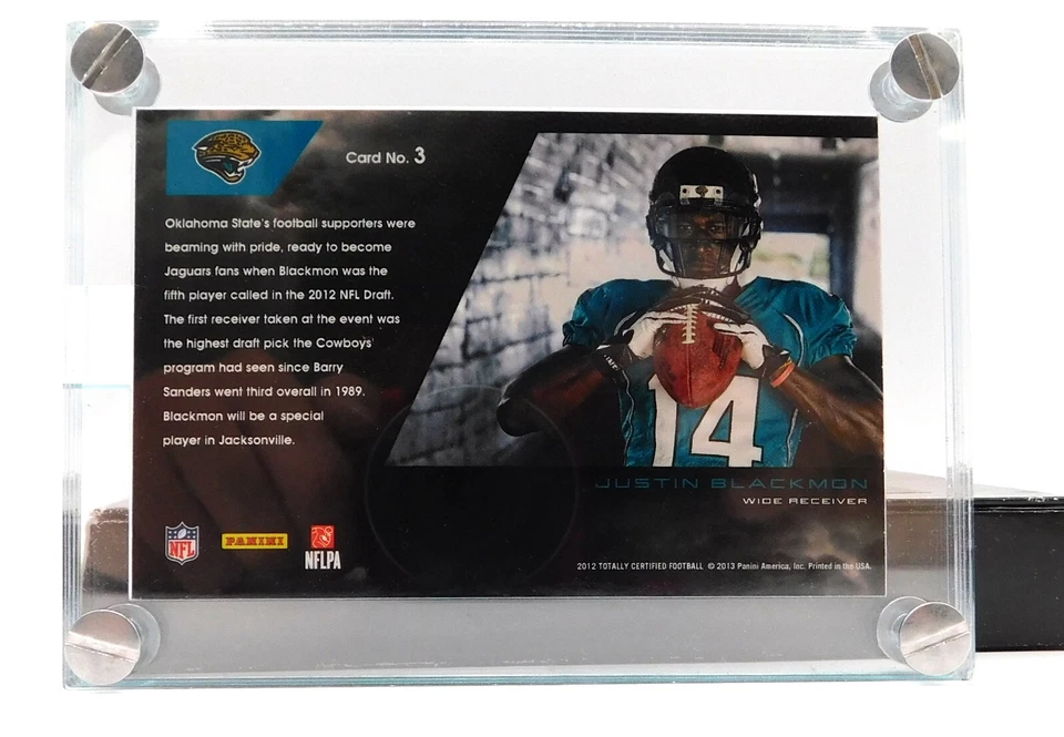 2012 Panini Totally Certified JUSTIN BLACKMON #3 💎 HRX Video Card /40 - Image 3 of 4