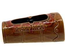 Puerto Rico Brown Bongo Drum Design Ceramic Ashtray Vintage 