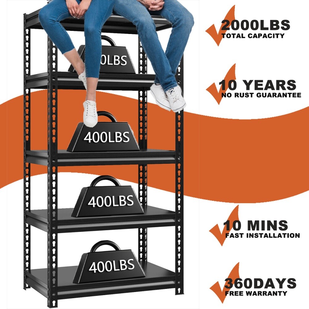 MOPHOTO 5 Tier Garage Shelving Heavy Duty Hold 2000LBS 72"Garage