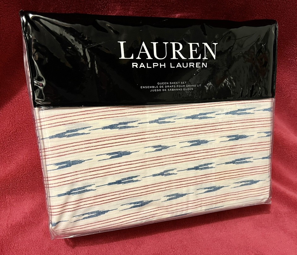 Ralph Lauren Lucie Floral Stripe Queen Comforter Shams + Sheet Set 7 PC