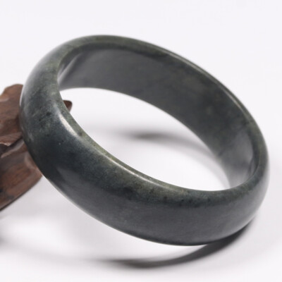60mm Grade A Certified 100% Natural Black Green Xiu Jade Bangle Bracelet 47005