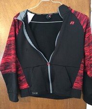 Boys Russell Dri Power Red and Black Full Zip Hoodie Jacket XL 14-16 , EUC