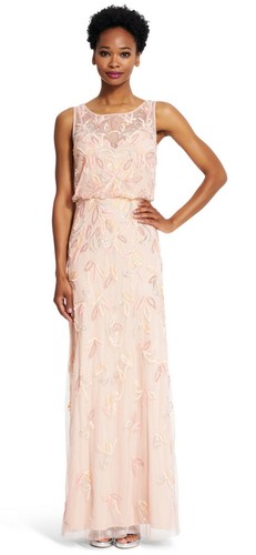 Adrianna Papell Pink Sleeveless Beaded 