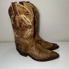 Justin Bent Rail 11" Distressed Tan Cowboy Boots BRL107 Wms 6.5 B