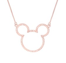 Disney Mickey Mouse Austrian Crystal Necklace 925 Rose Gold Plated