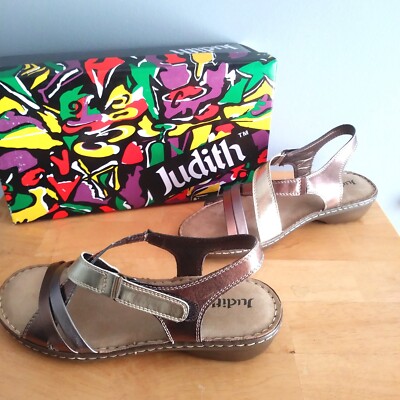 7M JUDITH Kohl's Women's Top-Strap Sandals Terry Soft Metallic Bronze Shoes