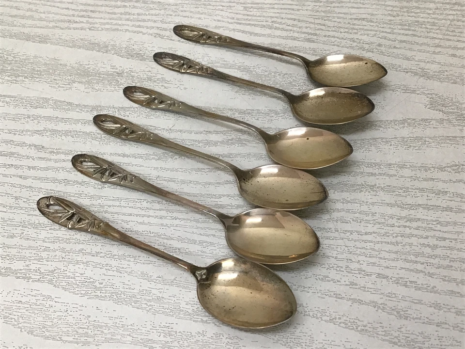 Y2709 TALHERES Colher de Prata Folha de Bambu Conjunto de 6 caixas Japão comida antiga vintage - Imagem 3 de 4