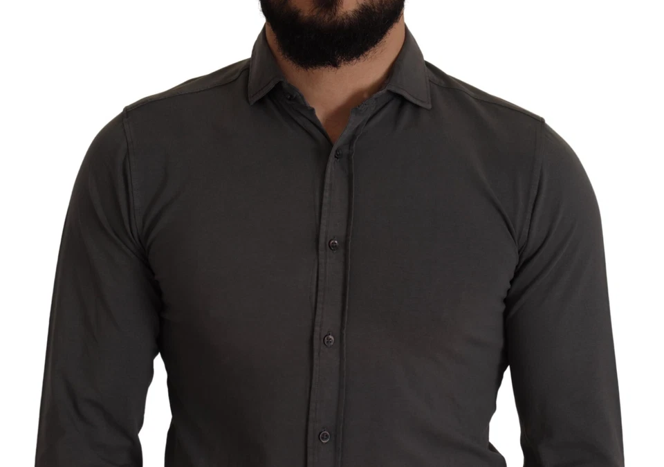 Chemise R3D WOOD marron coton stretch manches longues robe formelle taille S ... - Photo 4/4