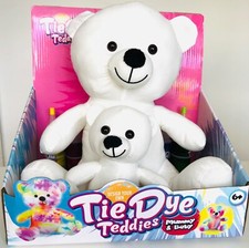 Brand NEW Design Your Own Tie Dye Mummy & Baby Teddies Bear Create Colourful 2pk