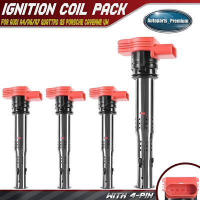 4Pcs Ignition Coils Pack for Audi A6 A7 A8 Quattro Q7 R8 S5 Volkswagen Touareg