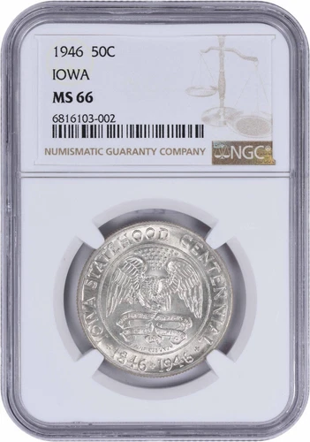 Iowa Commemorative Silver Half Dollar 1946 MS66 NGC