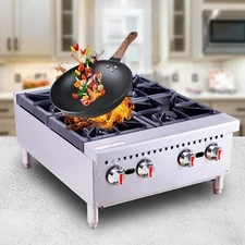 Hakka Gas Hot Plate 4 Burner Gas Stove 24" Commercial Stove Top Countertop Range