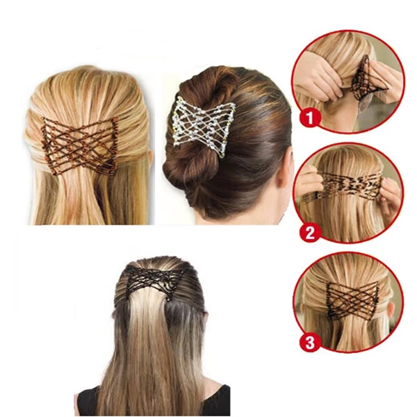 Casualfashion Pettine Elastico Con Perle Per Donne E Ragazze - Clip Doppia Per Acconciature (Bianco, Taglia Unica) - 2