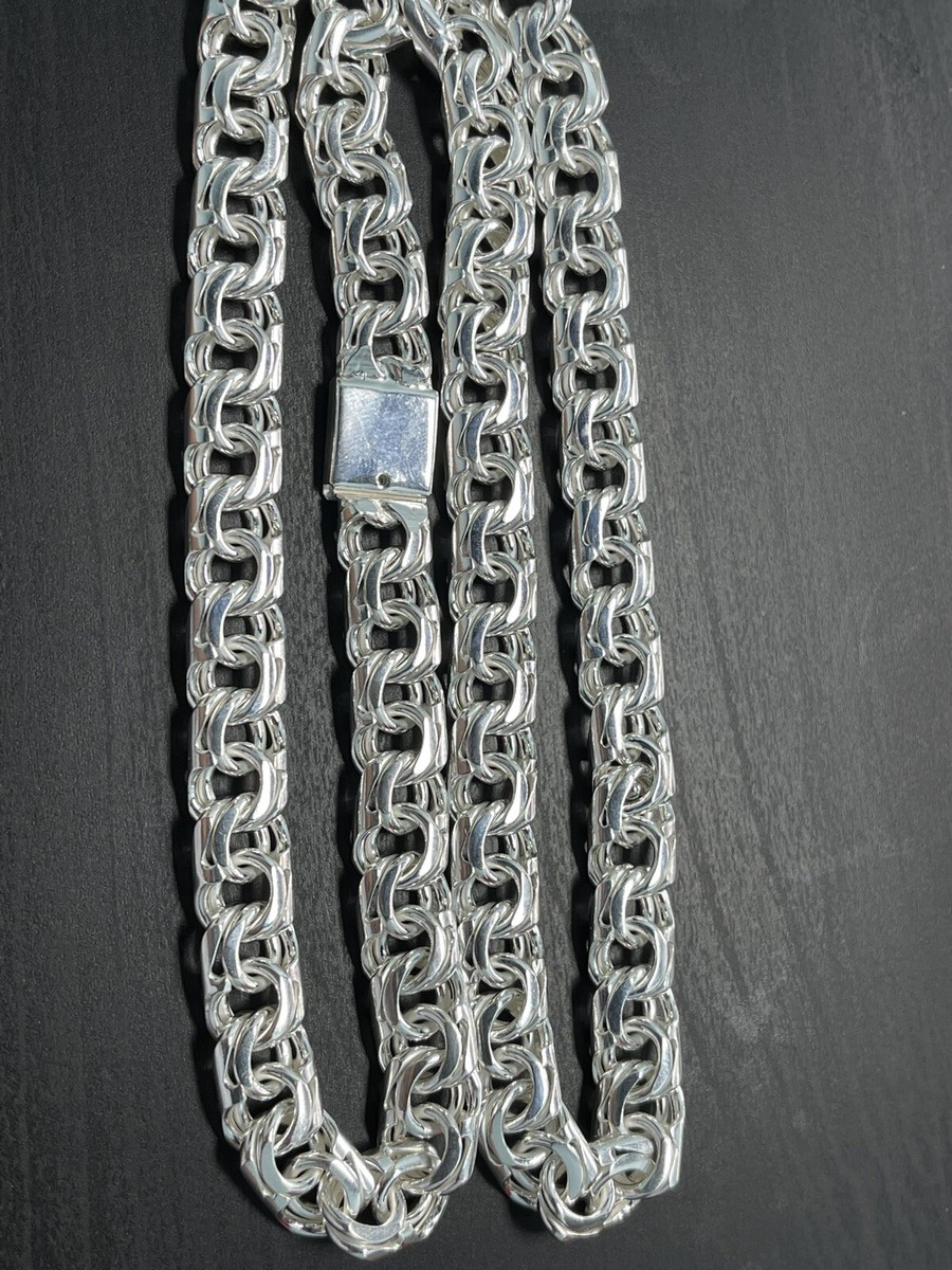 925 Sterling Silver Hand Made Chino Link 28 inch Chain Solid