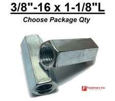 3/8"-16 x W9/16" x L 1-1/8" Coarse Grade A Hex Threaded Rod Coupling Nut Zinc