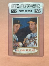 1962 Topps #423 Rival League Relief Aces Roy Face, Hoyt Wilhelm Autographs CAS.