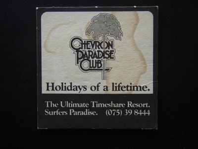 CHEVRON PARADISE CLUB HOLIDAYS OF A LIFETIME ULTIMATE TIMESHARE RESORT COASTER