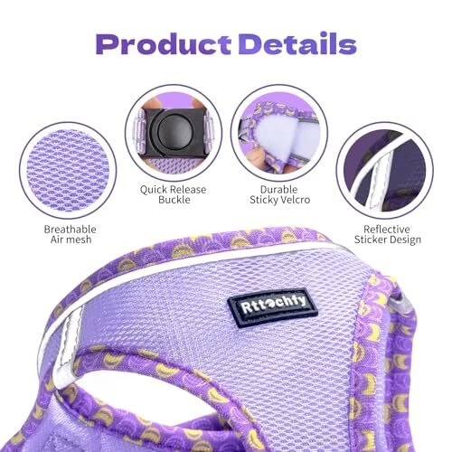 Dog Harness for Small and Medium Size Dogs, Soft XS (Chest:12.5"-14") Purple
