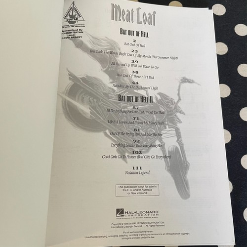 Meatloaf Bat Out of Hell I and II Songbook Tablature Music Lyrics Guitar Piano - Picture 4 of 6