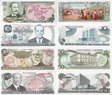 Costa Rica Set 4 uds. 5+10+50+100 colones - Elige 236-261 UNC años aleatorios