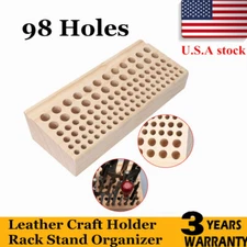98 Holes Leather Craft Tool Wooden Rack Wood Punch Tool Stand Holder Organizer