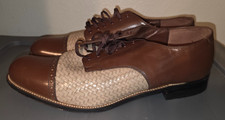 Stacy Adams Mens shoes Madison Two Tone Brown Leather Cap toe Leather Sole 12EE