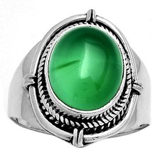 Natural Green Onyx 925 Sterling Silver Ring s.8 Jewelry R-1539