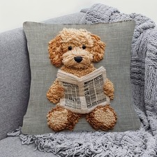 Cute Puppy Pillow Cover Farmhouse Short Plush Throw Pillow Case for Dog Lovers