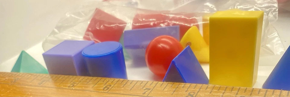 Sets Of 7  Mini Geometric Solids 3 Dimensional  Geometry Kids 13 Bags  Math Fun - Image 3 of 4