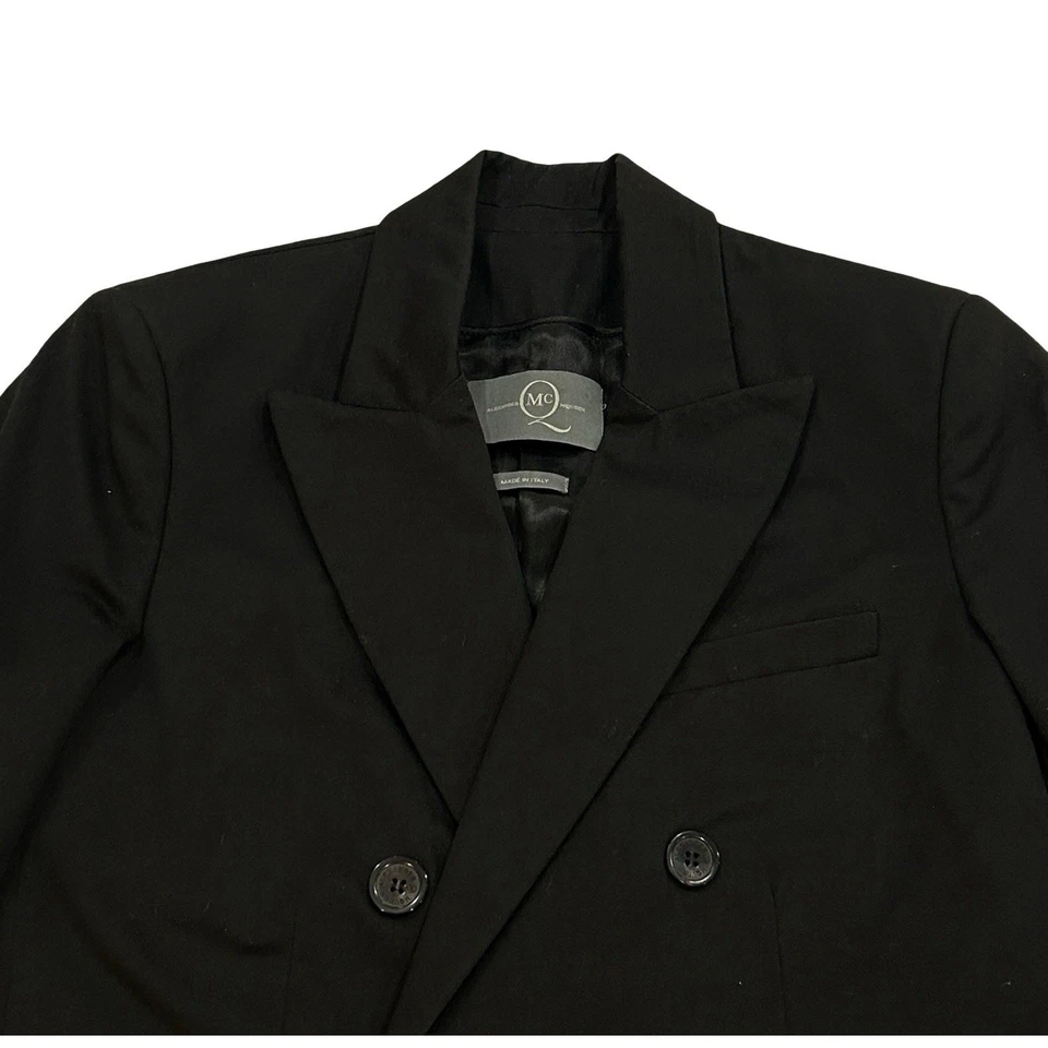 Chaqueta Blazer Alexander McQueen Mujer Doble Pecho Talla 40 Negro Algodón Sarga Foto 2 de 4