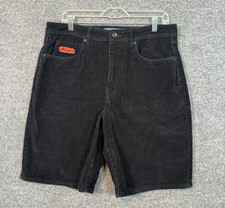 Empyre Corduroy Shorts Mens 32 Black Relaxed Loose Fit Skater Vintage Y2K