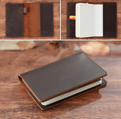 notebook book cover jacket slipcase note Holder cow Leather case bag brown A286 - 第 7/11 張圖片