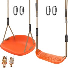 Heavy Duty 2-Pack Orange Tree Swing Seats for Kids  Adults. Adj Rope  Hooks.