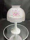 Westmoreland Fairy Lamp Roses and Bows Satin Top Milk Glass Bottom Vintage