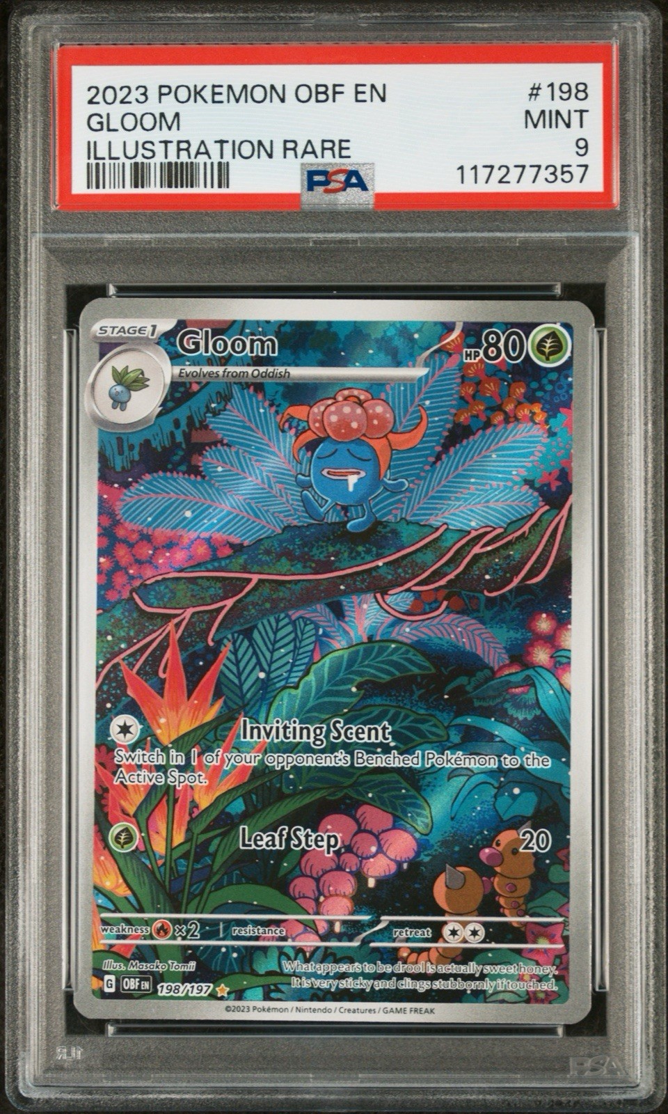 2023 POKEMON OBF EN-OBSIDIAN FLAMES ILLUSTRATION RARE #198 GLOOM PSA 9