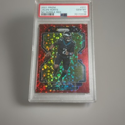 Panini 2021 Prizm Jalen Hurts Eagles #221 No Huddle Red /50 PSA 10