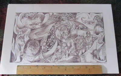 2010 Starr Adamo Art Sketch Print Soldiers Eye Turkey Deer Fish Dog Flowers